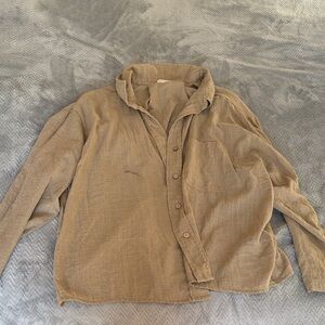Women's Tan Lightweight Shirt Jacket